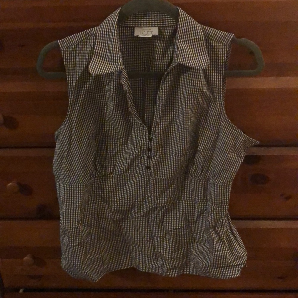 Sleeveless gingham checked Loft shirt